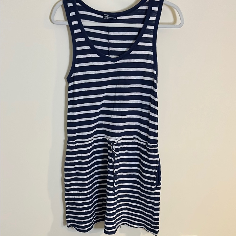GAP Navy and White Striped Sleeveless Dress